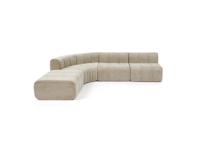 Canapé d’angle modulable 4 places marron, modules combinables avec poufs multifonctions - Conforama A
