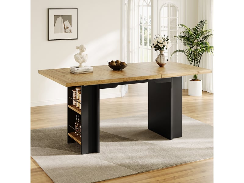  Table à manger, extensible, 120-160 x 80 cm, en bois, pour salon et cuisine, pour maison et appartement, mobilier fonctionnel pour intérieur  - Conforama D