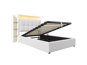 Lit coffre 90x200 cm BEAOK   coloris beige