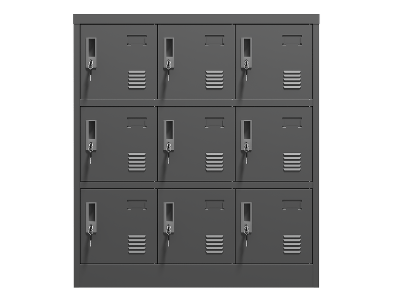  Armoire métallique 9 portes 100x90x40 cm – noir – serrures individuelles, casiers ventilés pour bureau  - Conforama D