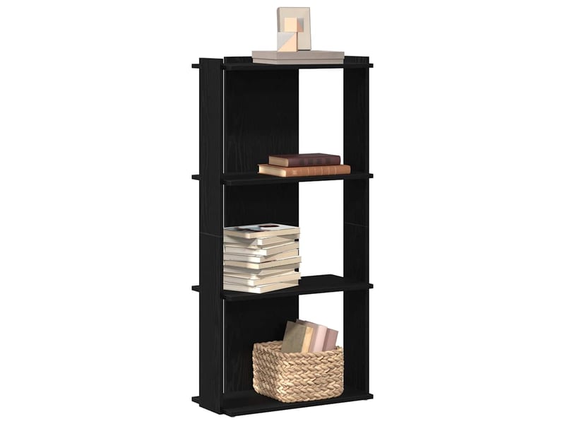  Bibliothèque à 3 niveaux, armoire à livres noir 60x30x120 cm bois d'ingénierie  - Conforama B