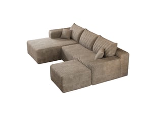 Canapé d'angle en L 241cm,canapé compressé modulable 4 places avec méridienne à gauche,motif nuage,assise profonde,tissu en velours côtelé,camel