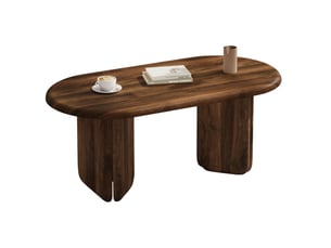 Table basse ovale 99x50x40 cm en mdf coloris noyer