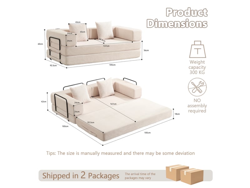  Canapé convertible, canapé-lit, en velours tricoté, blanc, pour salon, mobilier pour espace de vie, chambre  - Conforama C