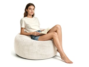 Fauteuil fixe WISHDOR  Velours côtelé blanc vendu A l'unité