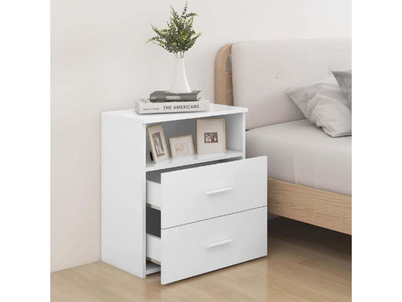  Lot de 2 tables de chevet - cabinet de chevet - table de nuit blanc 50x32x60 cm  - Conforama B