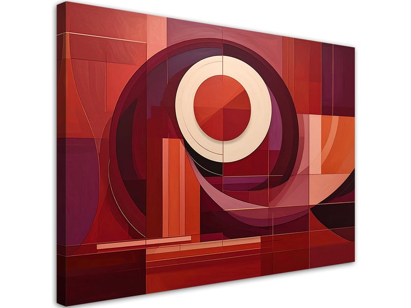  Tableaux, abstraction moderne avec un cercle rouge et des formes géométriques 90x60 1328140612 - Conforama A