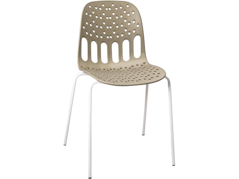  Lot de 4 chaises de cuisine empilables kio kaki et blanches avec structure métal 736-KIO - Conforama C