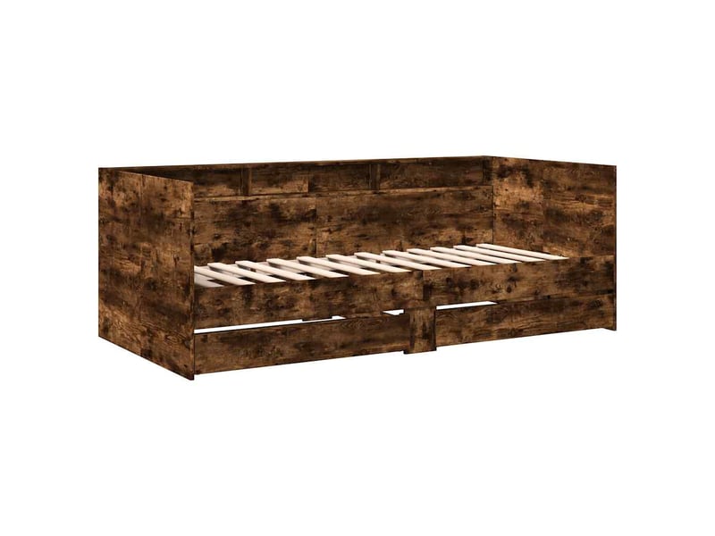  Lit simple- lit adulte -  lit de jour avec tiroirs sans matelas chêne fumé 90x200 cm  - Conforama B