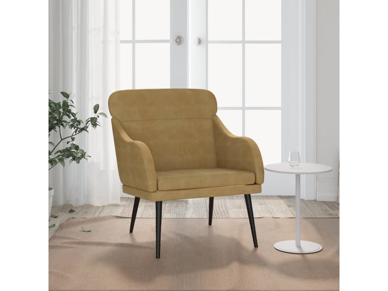  Fauteuil relax, fauteuil marron 63x76x80 cm velours  - Conforama B