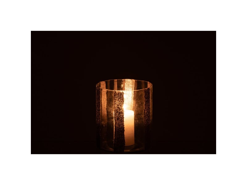  Photophore cylindrique en verre torben 15cm doré  - Conforama E
