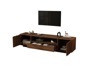 Meuble tv coloris bois foncé 180 cm   