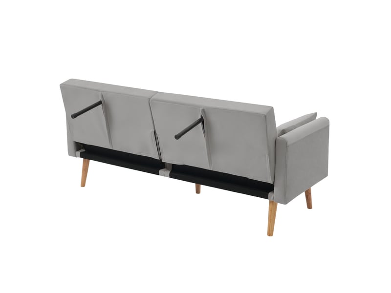  Canapé convertible 180x75x82 cm en velours gris avec dossier réglable  - Conforama E