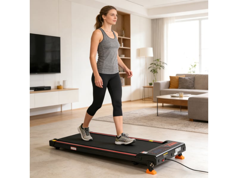Tapis de marche électrique 2-en-1 1–6 kmh avec appli, télécommande et inclinaison - Conforama B
