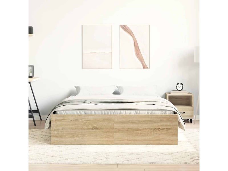  Lit double- lit adulte -  cadre de lit sans matelas chêne sonoma 150x200 cm  - Conforama C