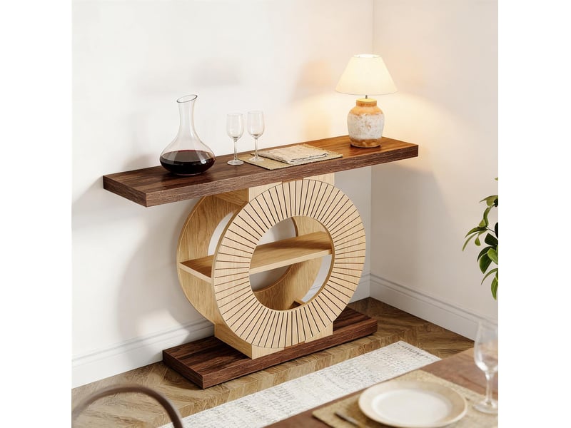  Console d’entrée en bois marron 100x29,5x79,5 cm avec étagères  - Conforama B
