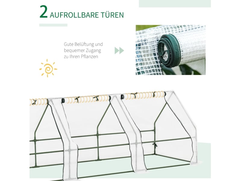  Serre 270x90x90 cm 3 fenêtres enroulables métal blanc  - Conforama D
