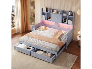 Lit simple 90x190 cm <strong>MEULVA</strong> <strong></strong> coloris gris