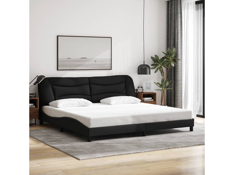  Lit double- lit adulte -  cadre de lit avec led sans matelas hvar noir 200x200 cm tissu  - Conforama C