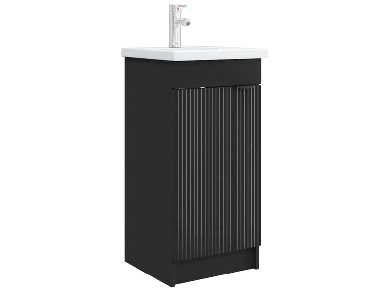  Meuble salle de bain avec évier, meuble de rangement noir 42x40x84.5 cm shl8556  - Conforama A
