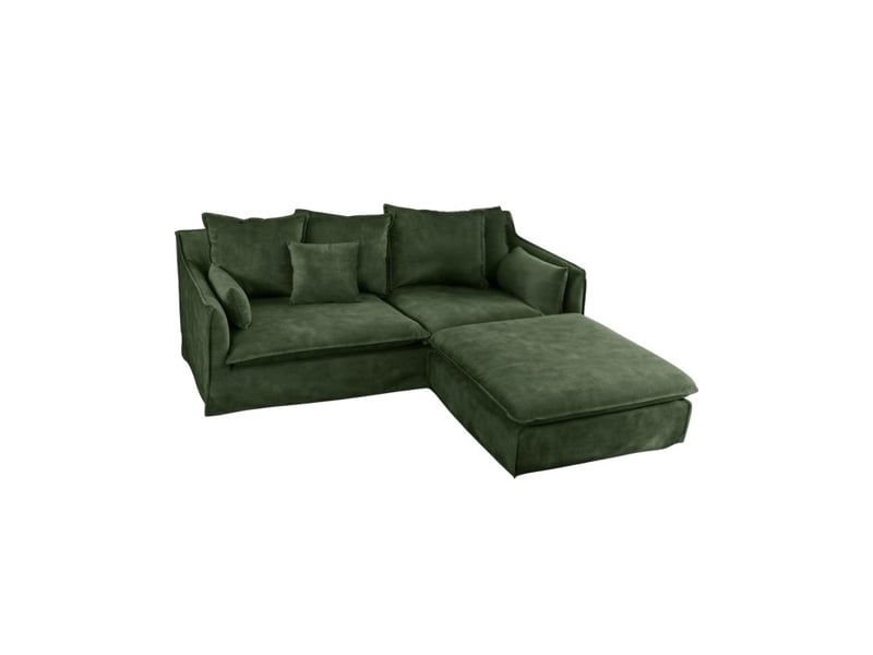 Canapé d'angle kalia – vert foncé – 4 places – angle réversible – en velours – contemporain - Conforama A