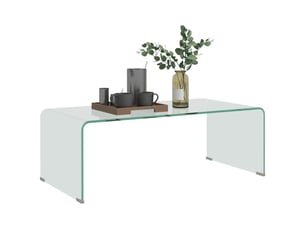 Table basse moderne en verre trempé pour salon, design monobloc, 100 x 50 x 35 cm, transparente