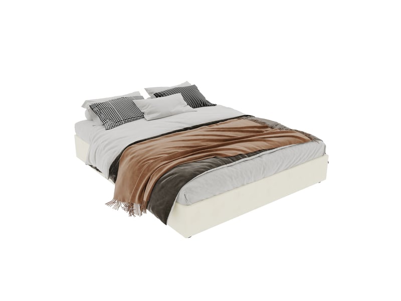 Lit double 160x200 avec sommier à lattes et matelas beige homvra  - Conforama A