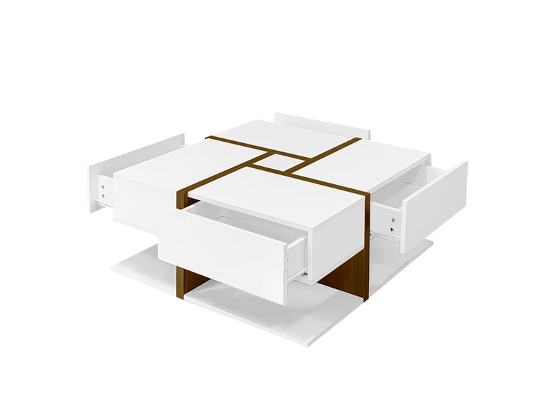  Table basse carrée blanc - 78x78 cm panneau de particules table basse blanc - Conforama A