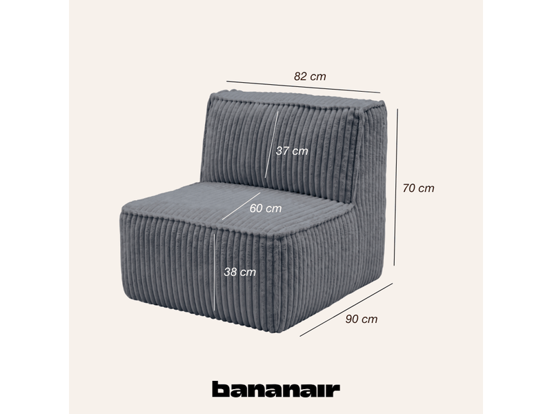 Module central déhoussable pour canapé modulable velours côtelé 90x82 cm gris foncé - Conforama C