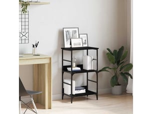 Étagère 2 niveaux, étagère de rangement 50 x 33 x 82 cm bois d'ingénierie chêne noir