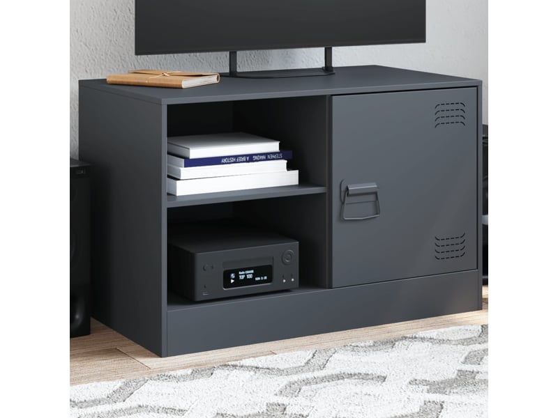  Meuble tv - banc tv - meuble de rangement anthracite 67x39x44 cm acier  - Conforama B