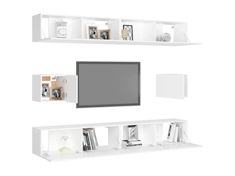  Ensemble de meubles tv - banc tv - meuble de rangement 6 pcs blanc bois d'ingénierie  - Conforama C