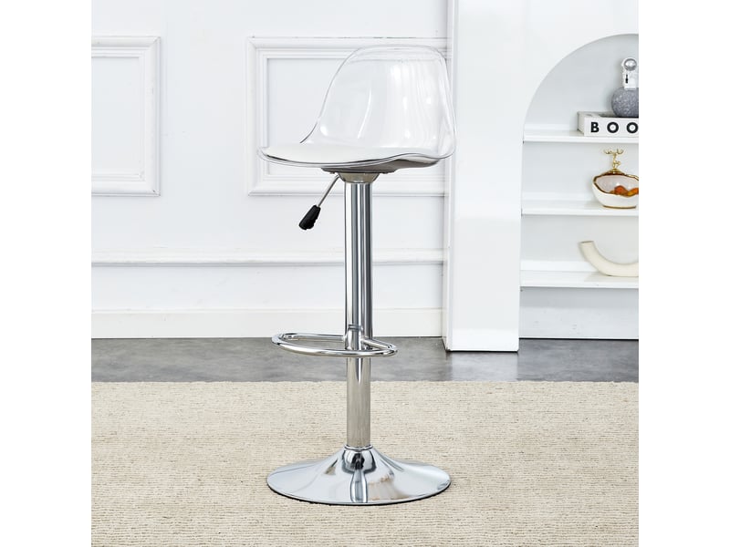 Lot de 2 tabourets de bar réglables,82-104 cm,plastique et métal,blanc argenté - Conforama B