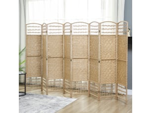 Paravent intérieur en bois séparateur de pièce cloison pliable 8 panneaux bois naturel 320 x 170 cm