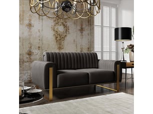 Selsey parissa - canapé - 164 cm - velours noir pieds dorés