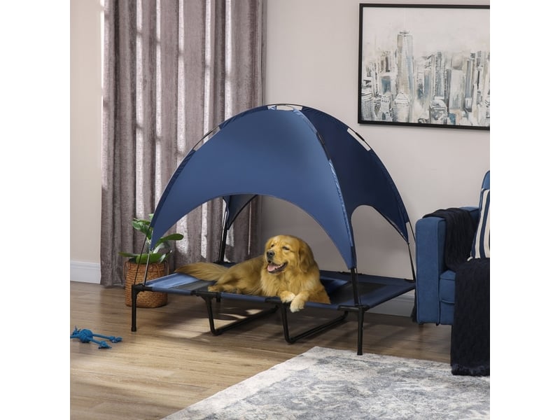  Lit surélevé extérieur  122x92 cm – bleu foncé – baldaquin pliable et transportable  - Conforama B