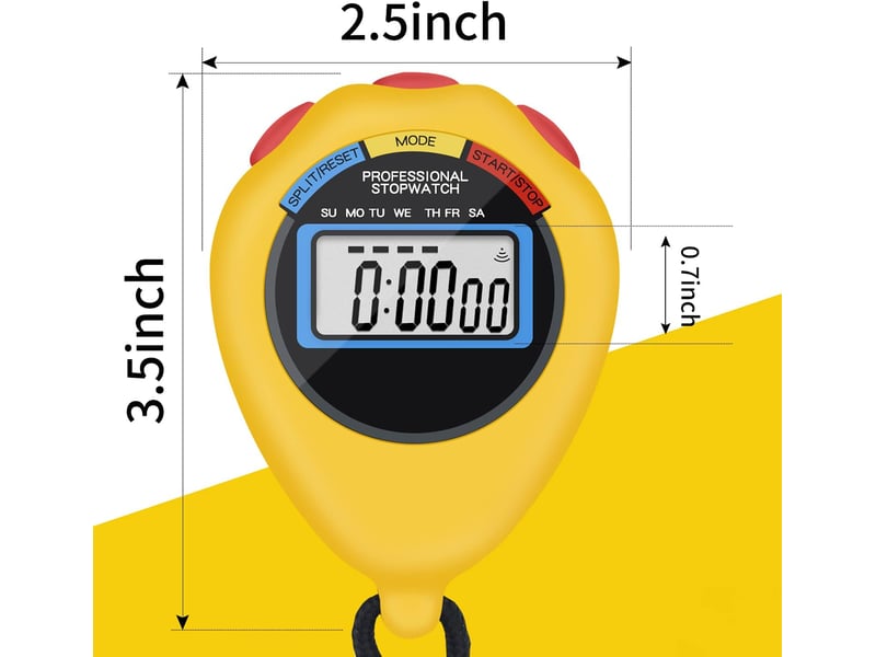  Lot de 12 chronomètres, chronomètres, minuteurs, grand écran avec date, heure et fonction alarme, les entraîneurs de et les arbitres (jaune) none - Conforama B