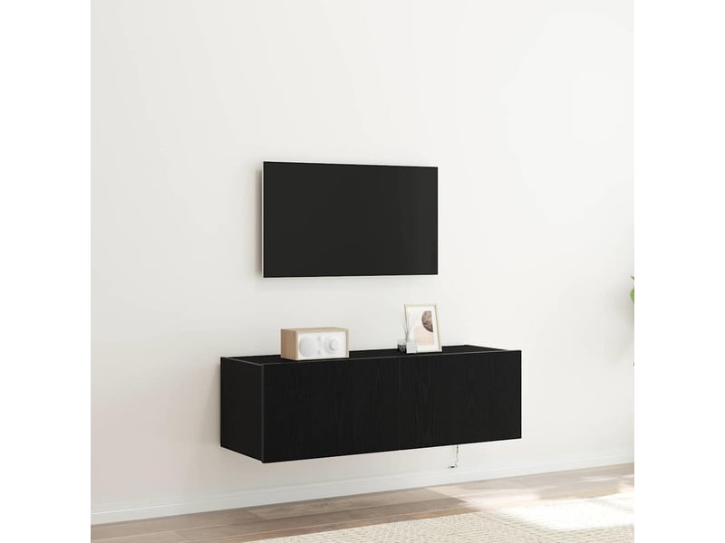  Meuble tv - banc tv - meuble de rangement mural 2 pcs chêne noir bois d'ingénierie  - Conforama B