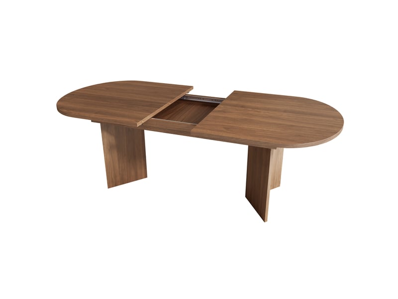  Table à manger extensible 180x90 cm, angles arrondis, plateau épais, mdf, noyer  - Conforama A