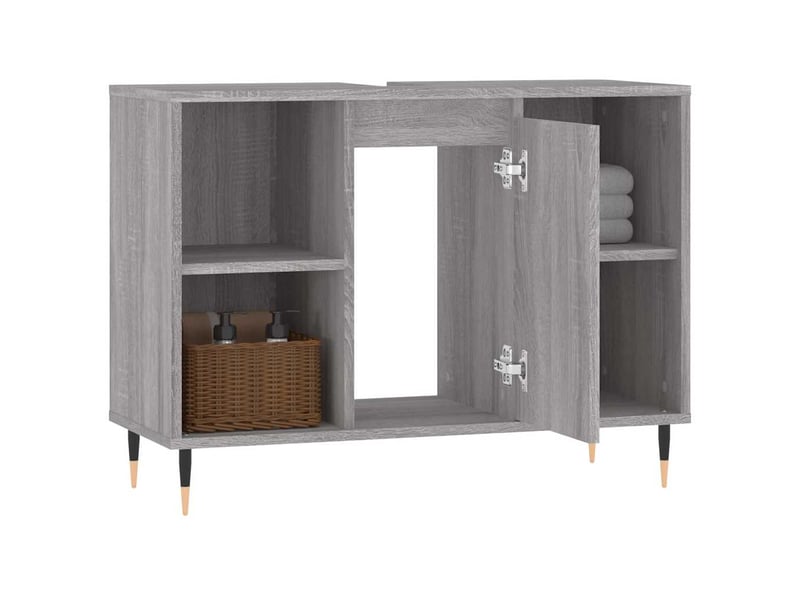  Meuble salle de bain rangement, commode sonoma gris 80x33x60 cm bois d'ingénierie shl9469  - Conforama D