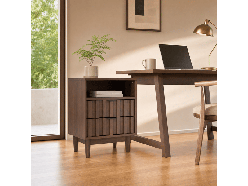  Chevet, coloris marron noyer, dimensions : 48 x 40 x 60 cm  - Conforama B