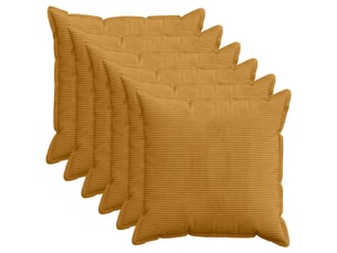 Lot de 6 housses de coussin houten jaune 70 x 70 cm velours côtelé cf49842