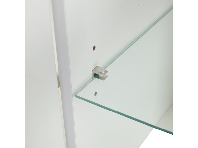  Buffet bas 140 x 40 x 70 cm brillant avec éclairage led multicolore, portes en verre trempé, 3 tiroirs en mdf, blanc  - Conforama R