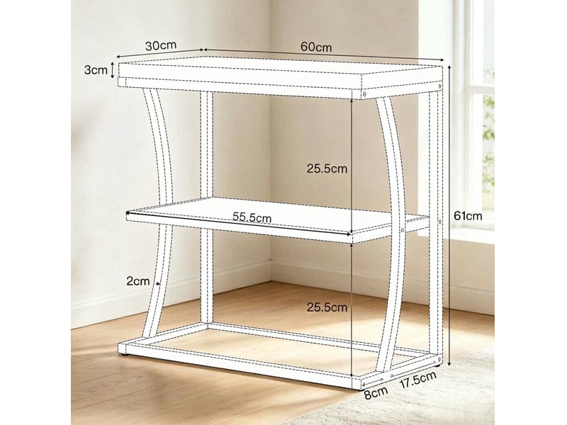  Table d’appoint 60x30x61 cm – noir et marron – 3 niveaux de rangement ouvert pour salon ou chambre  - Conforama C