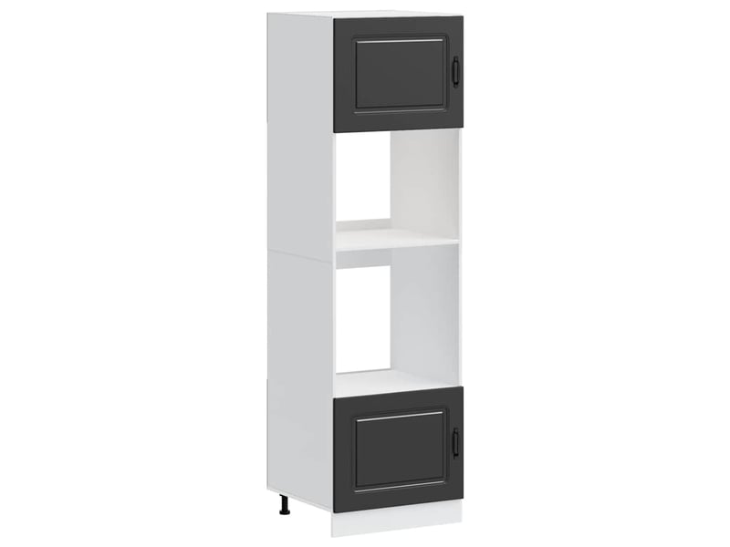  Lot de 2 armoires de four compactes avec pieds réglables 60 x 57 x 207 cm en bois d'ingénierie noir 02_0055697  - Conforama A