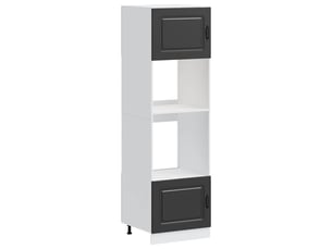 Lot de 2 armoires de four compactes avec pieds réglables 60 x 57 x 207 cm en bois d'ingénierie noir 02_0055697
