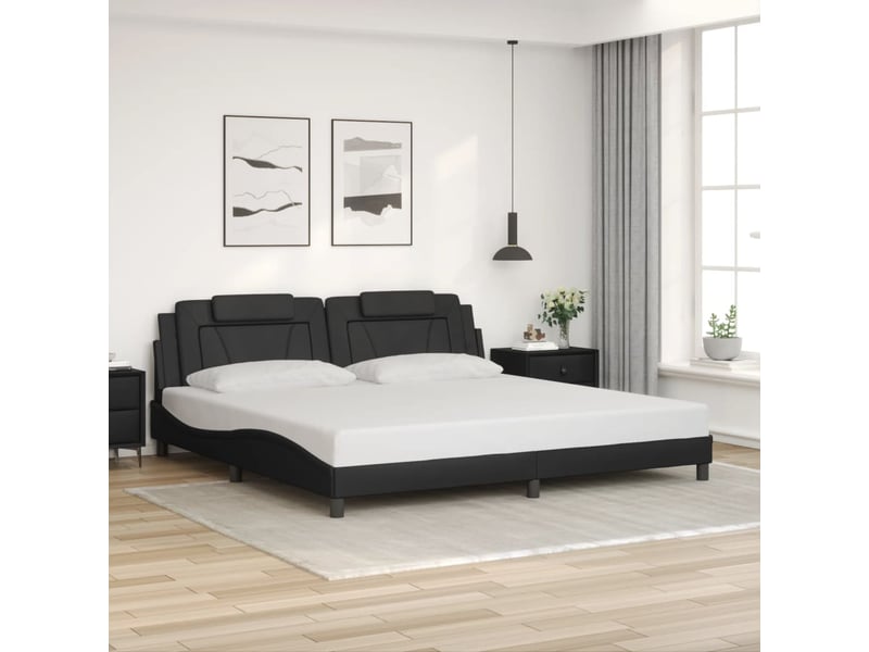  Lit double- lit adulte -  cadre de lit viana avec led sans matelas noir 200x200 cm  - Conforama C