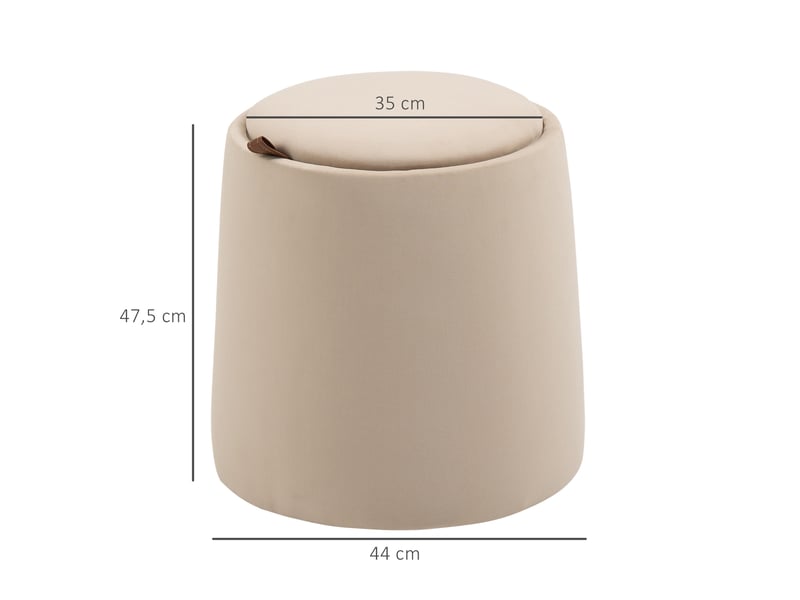  Ottomane ronde avec rangement ø44x47,5 cm aspect velours beige  - Conforama C