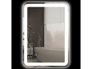 Miroir de salle de bain led 50x70 cm avec 3 couleurs de lumière, interrupteur tactile, anti-buée et ip44, montage mural, argent
