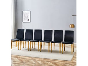 Lot de 6 chaises de salle à manger 41x48x90 cm métal et polyuréthane (pu) noir et doré